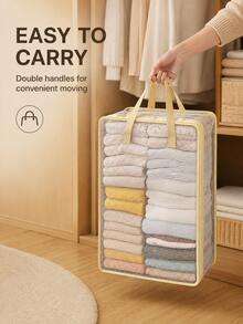 Foldable Transparent Window Storage Bag - Large Capacity Storage Box With Breathable Design; Suitable For Storing Bedding, Blankets, Towels And Seasonal Clothing - Ideal For Closet, Bedroom, Dorm And Home Storage. - Multicolor - View 8