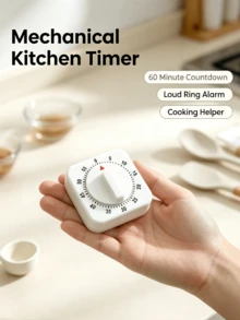 Mechanical Kitchen Timer, Square Countdown Timer, Manual Cooking Timer, 60 Minutes Loud Alarm Reminder, Suitable For Kitchen Baking, Studying And Fitness. Kitchen Cooking Baking, Student Study Timing, Gym Workout Reminder - Multicolor - View 1