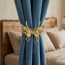 1pc Luxury Gold 3D Butterfly Curtain Tieback, Elastic Decorative Curtain Buckle, Elegant No-Drill Curtain Holder, Suitable For Living Room, Bedroom, Home Interior Decor, Daily Use - Butterfly Style - View 6