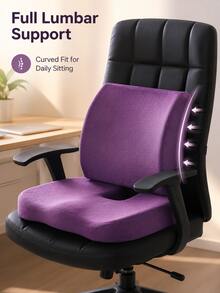 Minimalist Seat Cushion & Lumbar Support Set, Thickened U-Shaped Office Chair Back Cushion With Straps, Breathable Fabric Cover, Suitable For Office Chair, Computer Chair, Car Seat, Study, Home Office, Holiday, Holiday, Cyber Monday - Multicolor - View 15