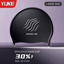 Yuke 1pc Marine Life Wave Line Print Silicone Swim Cap, High Stretch Waterproof Ear Protection Anti-Slip Bathing Cap, Comfort Swimming Hat For Women Medium & Long Hair Pool Beach Gym Workout - Multicolor - View 12