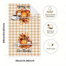 2/4/48 Stück Küchen-Geschirrtücher, Vintage-Karomuster für Thanksgiving mit Ernte-Kürbis- und Sonnenblumenmuster, Reinigungstücher für Zuhause und Tischdecken, geeignet für Feiertags-Treffen und Thanksgiving-Szenen, vielseitige Küchen-Reinigungstücher - Verschiedenfarbig - Übersicht 7