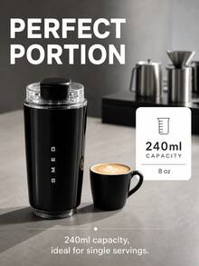 SMEGGEMS 時尚咖啡馬克杯 不鏽鋼旅行水壺 260ml 保溫杯 不鏽鋼真空杯 防漏可重複使用雙層咖啡旅行杯 - 黑色 - 查看 7