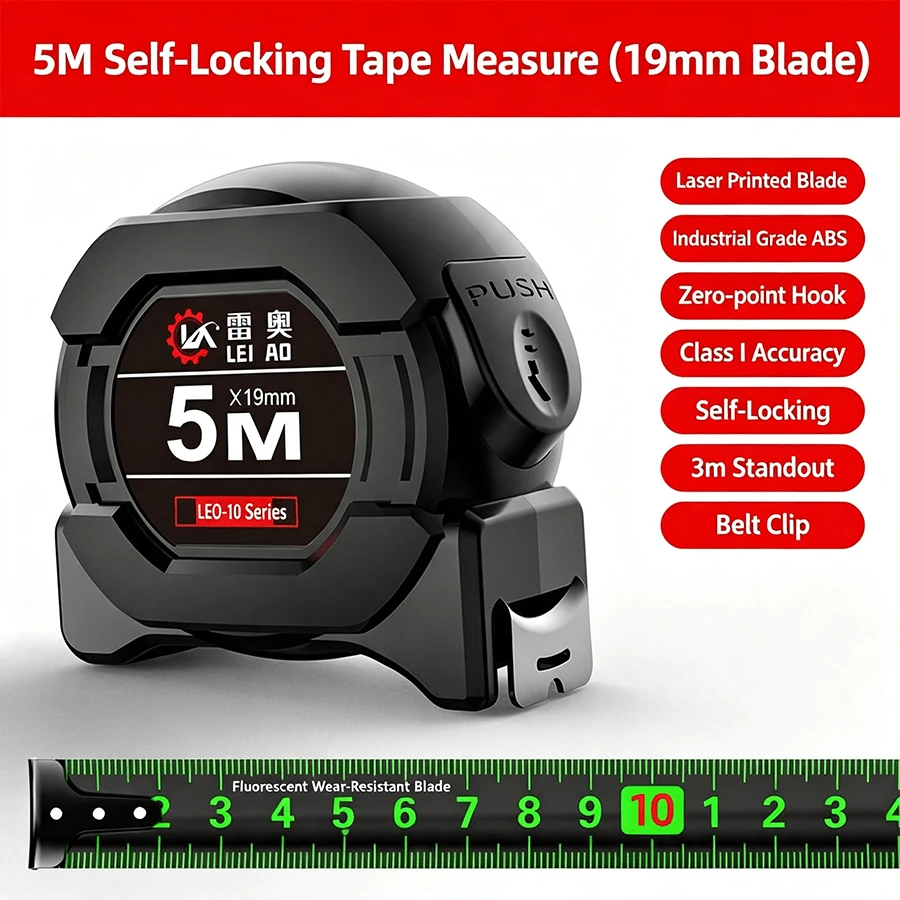 AIRAJ 5m/7.5m Fluorescent Steel Tape Measure, Portable Waterproof Thickened Precise Measuring Tool - Multiple Styles - View 1