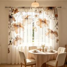 2pcs Light Style Light Color Floral Transparent Curtains - With Rod Pocket Design, Provides Privacy And Easy Installation, Perfect For Living Room And Bedroom Decor, Machine Washable, All Season Use, Multi-Functional Transparent Curtains, 90gsm - Multicolor - View 6