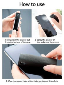 2-In-1 Screen Cleaning Spray Bottle Wipe Disinfection Tool, Portable Multi-Function Screen Spray Cleaning Kit, Suitable For Electronic Products Such As , Phone, Monitor, Car Display, Laptop, Tablet, TV, Etc. (This Product Does Not Include Liquid, Empty Bottle Sold) - A - View 8
