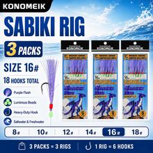 3 Paket Rangkaian Pancing Sabiki, 18 Kail Rangkaian Umpan Kilau Ungu dengan Manik-Manik Bercahaya untuk Memancing Ikan Makarel, Sarden, dan Kakap di Air Asin - Purple - View 11