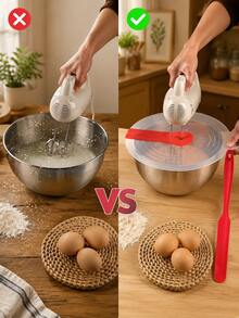 2pcs/1pc Egg Beater Splash Guard, Cream Whipping Waterproof Splash Cover, Egg And Dough Mixing Splash Guard, Baking Tools, Kitchen And Restaurant Utensils, Outdoor Cookware - Multicolor - View 2