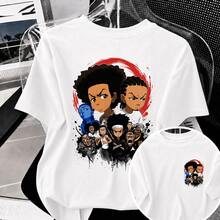 Men's Black/White Cartoon Character Graphic-Shirt, Casual Crew Neck Short Sleeve Tee, Streetwear Top Summer Daily Wear And Gifts - White - View 2