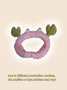 1pc Cute Crab-Shaped Headband Made Of Thick And Comfortable Coral Fleece, Featuring Excellent Elasticity And Soft Touch. Designed With Vivid 3D Adhesive Eyes And Embroidered Heart Crab Claws, It Can Firmly Hold Loose Hair During Face Washing, Makeup And Skincare. Non-Slip And Lightweight, The Adorable Cartoon Style Brings Fun To Daily Beauty Routines, Making It An Ideal Cute Gift For Teenage Girls And Women For Shower, Spa And Everyday Use. - One Size Fits All - View 12