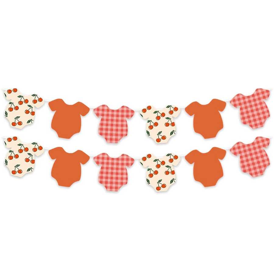 1 Set Cherry Theme Shower Banner, Jumpsuit Garland, Summer Gender Reveal Party Decoration - Cherry - View 1