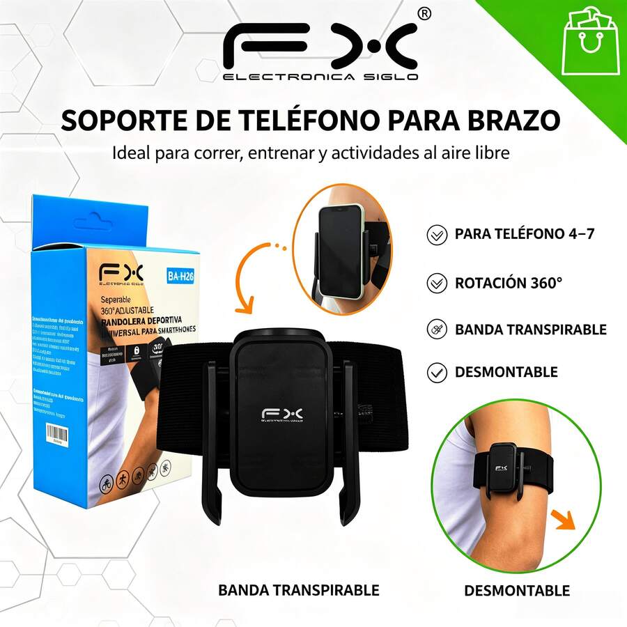 Universal Sports Armband For 4-7 Inch Phones With 360° Rotating Holder, Detachable Design, Breathable And Adjustable Strap - Black - View 1
