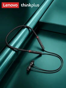 Lenovo HE05X 颈带式蓝牙耳机，运动入耳式耳机，具有高品质音频、降噪、长电池寿命和麦克风 - 黑色 - 查看 1