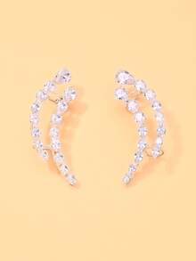 outingfit 1 Pair New Geometric Ear Cuff Earrings With Rhinestone Studs, Niche Design Elegant Accessories For Women - Rhinestones - View 10