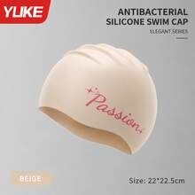 Yuke 1pc Passion Letter Sparkle Star Print Silicone Swim Cap, High Stretch Waterproof Ear Protection Anti-Slip Bathing Cap, Comfort Non-Slip Swimming Hat For Women Long Hair Pool Beach Sports - Multicolor - View 15