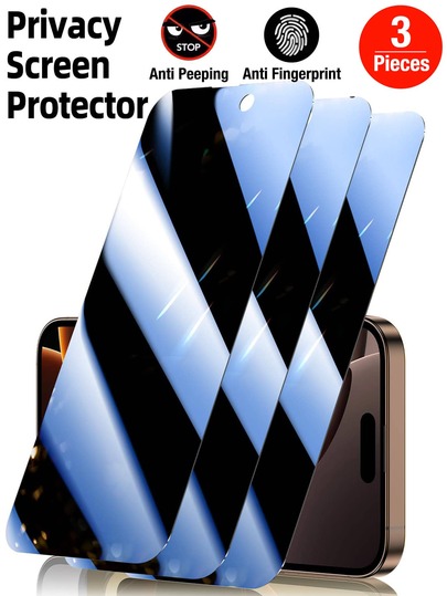 Yezodawee 3pcs Privacy Screen Protector Compatible With 15/15 Plus/15 Pro/15 Pro Max/14/14 Plus/14 Pro/14 Pro Max/13 Mini/13/13 Pro/13 Pro Max/12 Mini, Compatible With 16/16 Pro/16 Plus/16 Pro Max/17/17 Air/17 Pro/17 Pro Max, Tempered Glass Perfectly Fits Phone Case