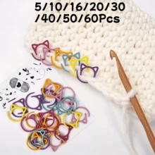 5/10/16/20/30/40/50/60Pcs Colorful Open Cat Ear Rotating Stitch Markers, Wider Open Cat Ear Themed Stitch Markers, Practical Knitting Tools, Gift For Knitters, Random Colors. - Multicolor - View 13