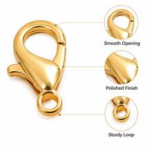 12x7mm Gold Tone Lobster Clasps For Jewelry Making, Small Trigger Claw Clasps Without Jump Rings For Bracelets, Necklaces And DIY Accessories - KC Gold - View 3