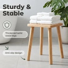VingeGa Wooden Shower Stool 30 * 30 * 43cm, Solid Wood Square Footstool, Detachable Legs Shoe Bench, Shower Corner Footstool, Solid Wood Plant Stand, Dining Chair, Multi-Functional Bathroom And Bedroom Seating - Square - View 5