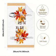 2/4/48pcs Kitchen Dish Towels, Thanksgiving Autumn Maple Syrup Plaid Dish Towels, Hand-Painted Maple Leaf Warm Kitchen Cleaning Cloths, Restaurant Cleaning Decor Home Decoration Multi-Purpose Towels, Multi-Use Kitchen Cleaning Towels - Multicolor - View 7