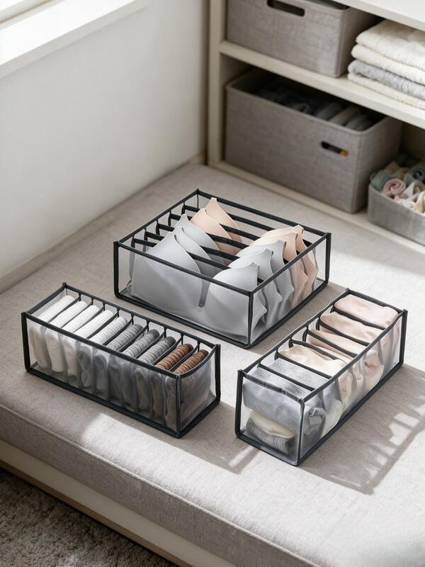 Washable Multi-Purpose Underwear & Socks Storage Set, Durable Plastic Drawer Dividers, Efficient Closet Storage, Large Wardrobe Clothing Divider Storage Box, Drawer-Style Closet Organizer