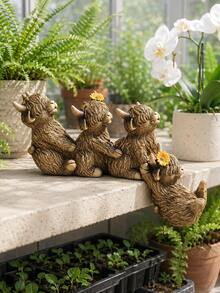 Outdoor Highland Cow Sculpture, Highland Cow Sculpture Shelf Decor, Family Bond Highland Cow Figurine Outdoor Garden Bookshelf Desktop Staircase Decoration, Highland Cow Lady Gift, Garden, Outdoor Decor, Garden Stuff, Garden Statues, Fall Decor - New Model - View 8