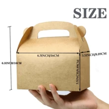 Brown Party Favor Treat Boxes Goodie Paper Box With Handles | Candy Gable Gift Boxes Perfect For Birthday, Babyshower, And Any Fun Party - Style 1 - View 4