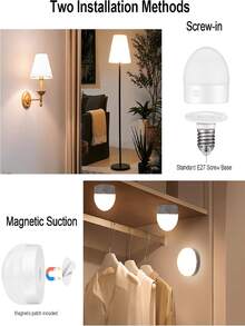 1pc Detachable Magnetic LED E27 Bulb, USB Rechargeable RGB Smart Light With Remote Control, Multi-Color Dimmable Timing Ambient Lighting For Bedroom Wardrobe Decor - 1 - View 10