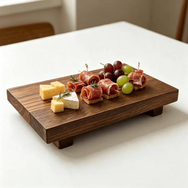 Innovative Rectangular Wooden Tray With Base, Snack Tray, Appetizer Platter, Charcuterie Board, Serving Dish, Sushi Plate, Suitable For Home Kitchen, Restaurant And Living Room. A Kitchen Accessory, Ideal For Kitchen Use And Room Decoration. Kitchen Accessory, Halloween
