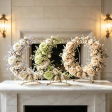 3pcs Metal Floral Hoop Stands, 30cm Round Wreath Centerpiece Frame With Base, Gold/Black/White 3-Color Circular Flower Holder, DIY Floral Display Rack, Suitable For Wedding Table Decor, Bridal Shower, Birthday Party, Banquet And Home Dining Table Decoration (Artificial Flowers Not Included) - 3pcs - View 6