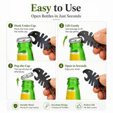 1pc Fish Bone Bottle Opener Keychain, Durable Metal Portable Pocket Beer Opener, Fashionable Fish Bone Key Ring Decor, Multi-Functional Outdoor Bar Beverage Opening Tool, Practical Daily Carry Accessory, Fun Gift For Bar Enthusiasts - Multicolor - View 6