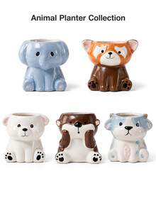 Cartoon Animal Succulent Ceramic Flower Pot Handmade Home Desktop Gardening Potted Plant Gardening Gift Home Decor - A - View 10