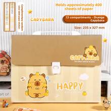 4 Estilos Carpeta de Archivo Acordeón Portátil con Diseño de Capibara Lindo para Niños, Organizador de Almacenamiento de Hojas de Examen Multicapa con Etiqueta de Color Aleatorio, Primer Día de Escuela - Multicolor - Ver 5