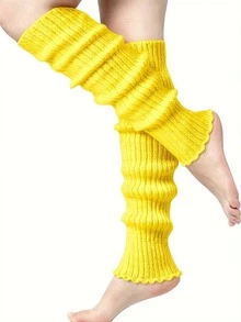 Women Ribbed Knit Scalloped Edge Leg Warmers, Slouchy Footless Boot Cuffs, Coquette Balletcore Fall Winter Legwear - Multicolor - View 5