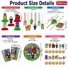 Roblox Set Dekorasi Ulang Tahun Bertema Game 53pcs, Paket Pesta Portabel Lengkap, Termasuk Hiasan Meja Tengah, Dekorasi Gantung Spiral Langit-langit, Peralatan Makan & Sedotan Sekali Pakai, Hiasan Kue, Pola Karakter Blok Piksel Lucu, Desain Warna Campuran, Dekorasi Latar Belakang Dalam Ruangan - A - View 6