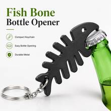 1pc Fish Bone Bottle Opener Keychain, Durable Metal Portable Pocket Beer Opener, Fashionable Fish Bone Key Ring Decor, Multi-Functional Outdoor Bar Beverage Opening Tool, Practical Daily Carry Accessory, Fun Gift For Bar Enthusiasts - Multicolor - View 4