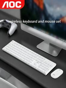 AOC Bộ bàn phím và chuột không dây Lenovo KN220 2.4G, hoạt động êm ái, kích thước đầy đủ 105 phím, thiết kế công thái học, độ phân giải 1600DPI, dành cho máy tính xách tay và máy tính để bàn. - Xem 1