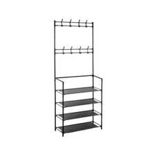 Organizador Hall de Entrada com Sapateira e Cabideiro 2 em 1 | Porta Sapatos, Arara de Roupas e Cabides com 4/5 Prateleiras - Visão 9
