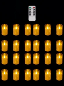6/12/24pcs Acrylic Flameless Flickering Candles (Batteries Included), With Remote Control Timer, Suitable For Home Decor, Wedding, Holiday, Party Decoration, Table Centerpiece, Patio Decoration - Gold - View 11