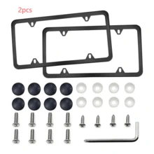2pcs Rhinestone License Plate Frame, Durable Stainless Steel Unobstructed Border Design, Embedded Multi-Faceted Sparkling Rhinestones, Comes With Matching Crystal Screw Caps, Unisex Shiny Car Decoration Accessories - 2-piece Set - View 11
