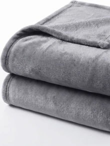 Solid Flannel Blanket, 3 Colors 4 Sizes, Soft Plush Throw For Lap Shoulder Couch Bed Gray - Dark Grey - View 3