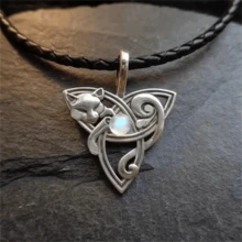 1pc Bohemian Vintage Celtic Knot Fox Pendant Necklace, Women's Fashion Personalized Jewelry Accessory Gift - Antique Silver - View 1