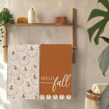 2 Stücke minimalistische orange & weiße Hello Fall Linien-Kürbis Küchenhandtücher, 40*60cm weiche Mikrofaser Teehandtücher, geeignet für Zuhause Küche Restaurant Outdoor Camping Tischreinigung Geschirrtuch Handtuch Zubehör, Feiertagsgeschenk - Verschiedenfarbig - Übersicht 10