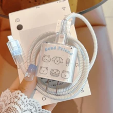 4pcs/Set Casing Pelindung Charger & Kabel TPU Baru dengan Motif Anjing & Pita Biru, Pelindung Kabel Pengisian Daya 18/20W Tahan Lama, Pengatur Kabel Anti-Patah, Cocok untuk Aksesoris Charger 16/15/13/14, Hadiah Lucu untuk Teman - Beraneka warna - View 20