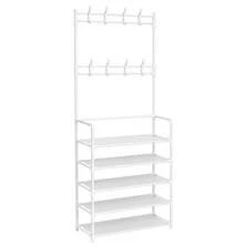 Organizador Hall de Entrada com Sapateira e Cabideiro 2 em 1 | Porta Sapatos, Arara de Roupas e Cabides com 4/5 Prateleiras - Visão 11