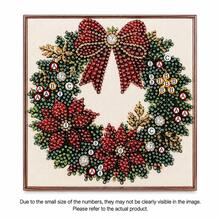 Christmas Wreath DIY Diamond Painting Craft Kit, Red Bow And Christmas Floral Pattern, Creative Diamond Art Educational Handmade Craft, Suitable For Adult-Child Interaction, Holiday Home Decor, Desktop Ornament And Christmas Gift, Exquisite Sparkling Diamond Art Gift - Multicolor - View 15