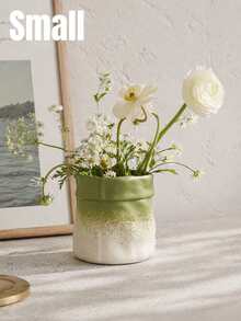 1 pieza Bolsa de jarrón con flores plisadas de lujo, adecuada para la decoración de la sala de estar con estilo Ins, jarrón multifuncional para flores secas y frescas, decoración del hogar S6ST - Bolsa de tela degradada negra - Ver 9