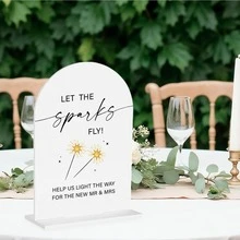 Let The Spark Fly: Shining Wedding Decoration Sign For Weddings, Engagement, And Bride Parties - Desktop/Stand Acrylic Sign 5x7 Inches - View 7
