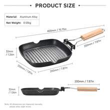 1pc Maifan Stone Non-Stick Steak Grill Pan, Square Striped Frying Pan With Wooden Handle, Oil-Saving Grilling Pan, Suitable For Steak, Meat, Fish And Home Kitchen Cooking - View 14