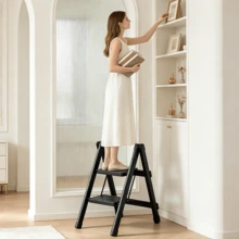Portable 2 Step Ladder Lightweight Folding Step Stool Anti Slip Pedal Heavy Duty - Black - View 4